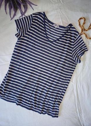 Льняная футболка в полоску,50-58разм