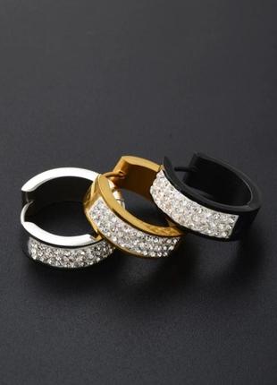 Сережки сережки сережки кільця золото срібло чорні камені стрази чоловіча жіноча сережка2 фото