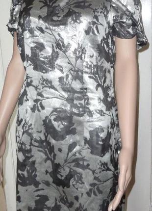 Серебристое платье с рукавами пуфами размер m-l1 фото