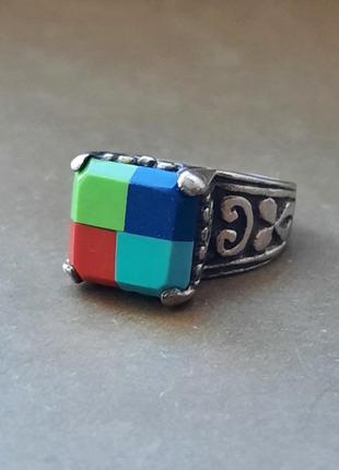 Шикарное,уникальное, дизайнерское серебрянное кольцо на выском фигурном касте8 фото
