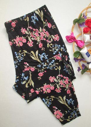 Суперовые летние натуральные штаны батал в цветочный принт мильфлер george 🍒🍓🍒6 фото