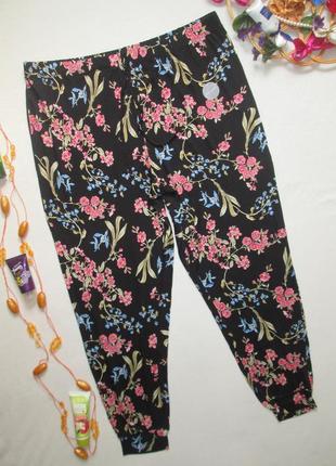 Суперові літні натуральні штани батал в квітковий принт мильфлер george 🍒🍓🍒1 фото