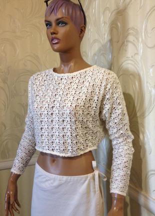 Ажурний топ з довгим рукавом, zara, розмір s-m