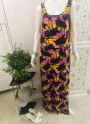 Длинный яркий сарафан/платье в тропический принт george1 фото