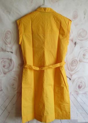 Желтое хлопковое платье рубашка с поясом от zara7 фото