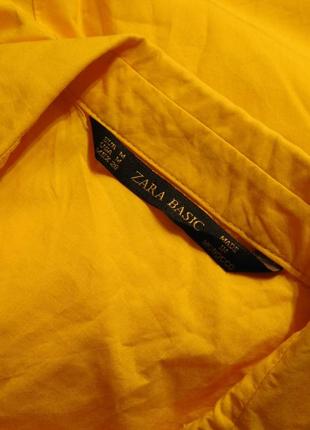 Желтое хлопковое платье рубашка с поясом от zara8 фото