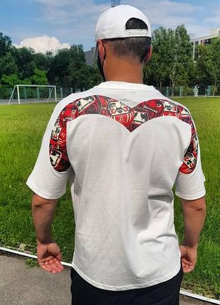 Футболка evisu heritage daruma all over printed top daicock white3 фото