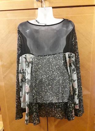 Новая брендовая полупрозрачная  шифоновая  блуза  в бохо стиле р.16 от papaya2 фото