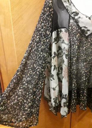 Новая брендовая полупрозрачная  шифоновая  блуза  в бохо стиле р.16 от papaya10 фото