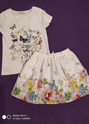 Комплект набор юбка+футболка h&m