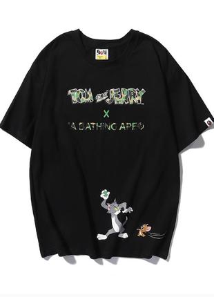 Футболка bape x tom and jerry camo abc black