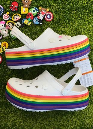 Сабо кроксы crocs platform rainbow (радуга)2 фото