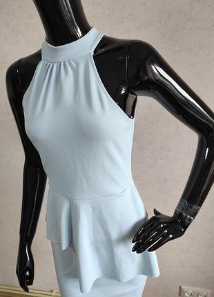 Платье голубое с баской 4