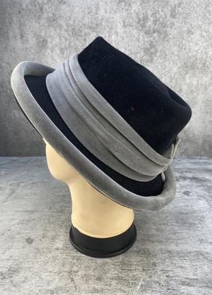 Шляпа эксклюзивная hubmann modes, шерстяная, черно серая3 фото