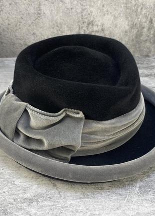 Шляпа эксклюзивная hubmann modes, шерстяная, черно серая5 фото