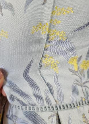 Фактурное платье сарафан цветочный принт голубое желтые цветы10 фото