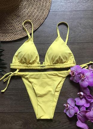 Купальник желтый треугольник с мягкой чашкой