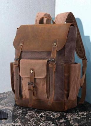 Рюкзак текстильный, коричневый3 фото