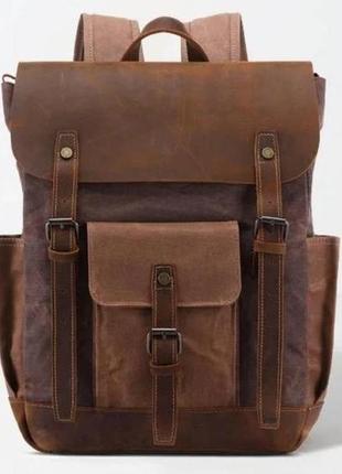 Рюкзак текстильный, коричневый4 фото