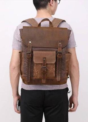 Рюкзак текстильный, коричневый2 фото