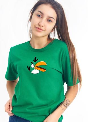 Футболка річна зелена унісекс злі пташки angry birds
