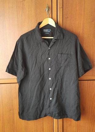Винтажная шелковая льняная мужская рубашка polo ralph lauren vintage