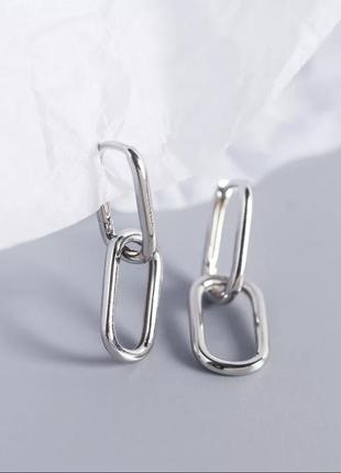 Женские  овальные серьги-кольца серебряные 925 пробы и в позолоте2 фото