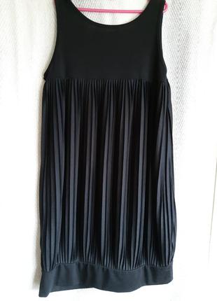 Новая женская черная пляжная туника гофре. длинная летняя футболка, платье, майка. накидка 14-18р.