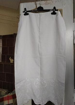 Фирменная льняная белоснежная юбка1 фото
