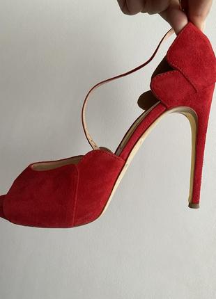 Туфлі червоні замш