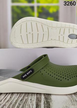 Сабо кроксы мужские зеленые хаки luck line силиконовые