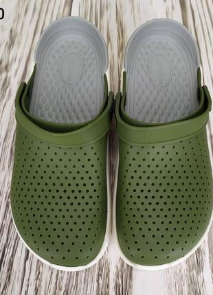 Сабо кроксы мужские зеленые хаки luck line силиконовые