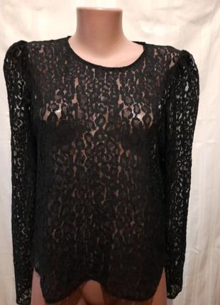 Трикот. кружевная чёрная кофточка от trf.   l- xl