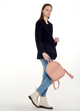 Городской стильный розовый женский рюкзак для прогулки  эко кожа4 фото