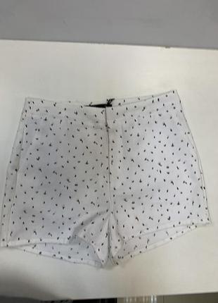 Жіночі шорти білі в дрібну квіточку висока посадка