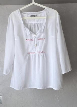 Белоснежная свободная блузочка рубашка 100% индийский хлопок lindex2 фото