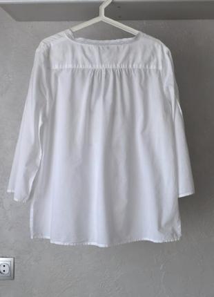 Белоснежная свободная блузочка рубашка 100% индийский хлопок lindex3 фото