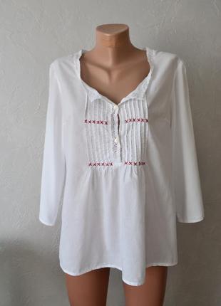 Белоснежная свободная блузочка рубашка 100% индийский хлопок lindex