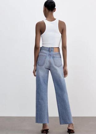 Джинсы прямого кроя zara hi-rise straight jeans3 фото