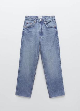 Джинсы прямого кроя zara hi-rise straight jeans5 фото