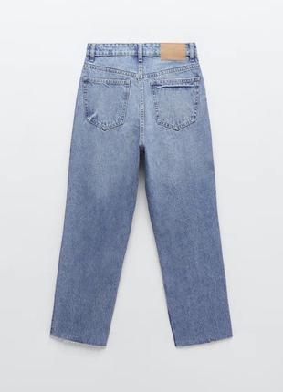 Джинсы прямого кроя zara hi-rise straight jeans6 фото