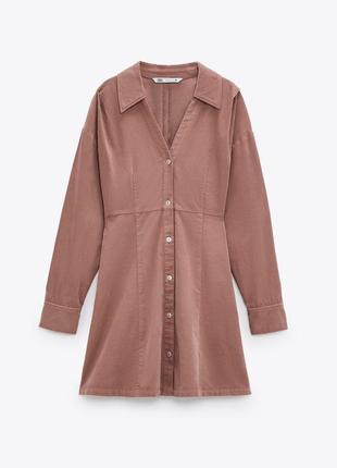 Сукня вельветове рожеве пудровое на гудзиках zara xs s m