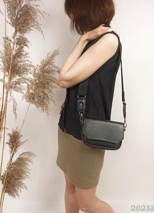 Черная женская мини сумочка через плечо, черная женская сумка кроссбоды1 фото