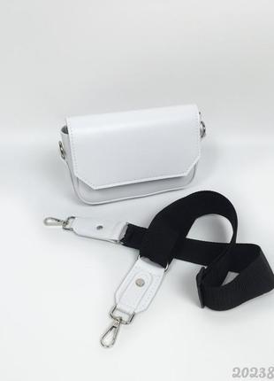 Біла кроко міні сумочка кросбоді жіноча, белая женская сумка через плечо6 фото