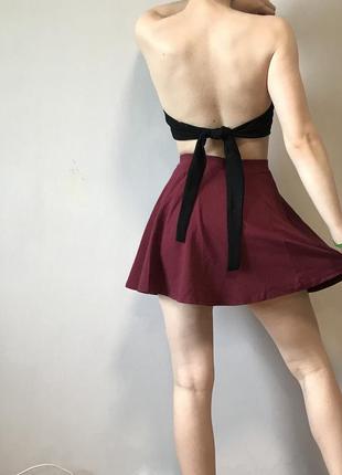 Бордовая летняя мини юбка шикарного цвета2 фото
