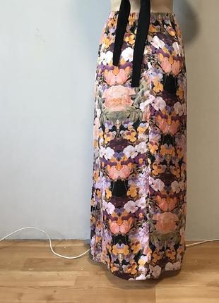 Длинная юбка в цветочный принт цветная летняя2 фото