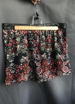 Юбка шорты в цветочный принт летняя мини3 фото
