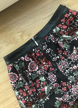 Юбка шорты в цветочный принт летняя мини5 фото