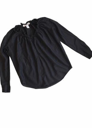 Легка чорна блуза h&m з домішкою шовку1 фото