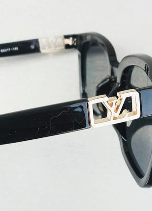 Louis vuitton очки женские солнцезащитные большие черные с золотым логотипом8 фото